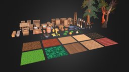 Little hand painted low poly pack tree, plant, well, grass, plants, barrel, bed, hammer, coin, vase, textures, handpaint, rocks, roof, painted, ground, pack, bag, collection, furniture, gem, coins, box, gems, handpainting, streetlight, handpaintedtexture, low-poly-game-assets, handpainted, 3d-coat, photoshop, 3dsmax, texture, lowpoly, hand-painted, low, poly, axe, wood, "hand", "gold", "handpainted-lowpoly"
