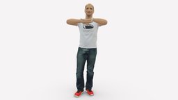Man In Whit Shirt  Shoes 0776 red, shirt, people, clothes, shoes, miniatures, realistic, whit, character, 3dprint, model, man, male