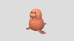 Character275 Walrus marine, toon, mascot, walrus, mammal, brown, seal, claw, zoo, lion, artic, character, cartoon, animal, sea