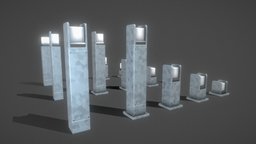 Street Light (8) Light Bollard Galvanized lamp, outdoor, iron, streetlight, streetlamp, bollard, galvanized, 3dhaupt, street-furniture, software-service-john-gmbh, sci-fi, futuristic, light, steel