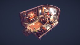 Captain Komodos Cabin scene, room, medieval, cabin, diorama, enviroment, pirateship, flagship, hand-painted-textures, handpainted, cartoon, blender, art, lowpoly, blender3d, gameart, conceptart, ship, stylized, fantasy, concept, interior, pirates