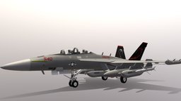 Low poly 1:1 EA18G Growler growler, usnavy, ea-18g, ea18g