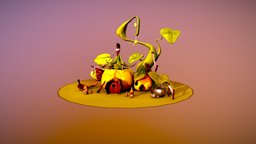 "Autumn House" plant, autumn, lowpoly, house, pumpkin