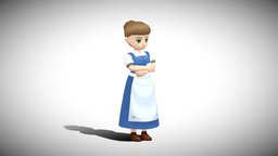 Stylized NPC rpg, toon, npc, villager, game-ready, peasant, jrpg, game-asset, topdown, character, handpainted, cartoon, game, lowpoly, mobile, gameasset, female, stylized, fantasy, gameready, noai