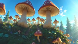 HDRI Ultimate Fantasy Panorama B trees, virtual, plant, sky, landscape, 360, panorama, equirectangular, skybox, ue4, panoramic, cartoon, texture, stylized, fantasy, gameready, ue5, createdwithai, skysphere