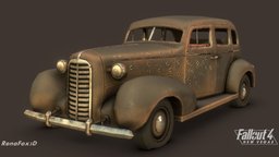 F4NV ruin, abandoned, post-apocalyptic, holes, wreck, rusty, mod, bullet, destroyed, bonnie, gangster, newvegas, clyde, new_vegas, 3dsmax, gameart, gameasset, fallout
