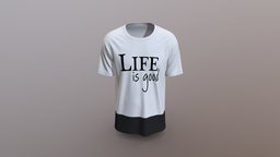 Life Is Good Printed Tee comfortable, pack, tee, obj, fbx, df, 3ddesign, gltf, newdesign, toptee, teedesign, teeobj, topclothing, teefbx, teegltf, teemaking, top3d, appareldesigning