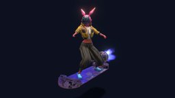 Hoverboard girl cute, hoverboard, girlmodel, character, girl, scifi, model, sci-fi, robot