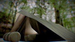 Tent in forest trees, forest, tent, camping, camp, survival, vr, outdoor, nature, camouflage, game-assests, low-poly, game, blender, low, gameasset