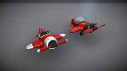 Cartoon Planes sky, cute, cartoon, blender, lowpoly, fly, plane, 3dmodel