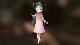 Rlim the Shamaness avatar, original, shaman, oriental, originalcharacter, priestess, ethnic, vrchat, anime-style, vrchat-avatar, character, girl, blender, fantasy