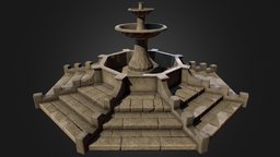 Stone Fountain sculpt, fountain, limestone, damaged, water, weathered, stone
