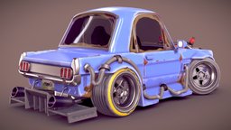 Stylized Mustang mustang, cartoony, 1965, fortnite, substancepainter, cartoon, blender, stylized, textured