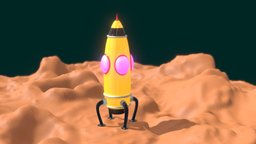 Cartoon Rocket moon, kids, children, rocket, eevee, cartoon, 3d, blender, abstract, dark