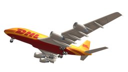 Airbus A380 DHL boeing, airplane, post, airport, aircraft, jet, cargo, airbus, commercial, airline, jumbo, passenger, 707, airlines, a380, a-380, dhl, air, plane