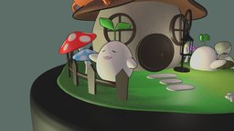 Mandora fence, lantern, grass, cute, mushroom, cottage, rocks, lizard, diorama, hourglass, adorable, npr, rayark, mandora, mushroom-house, stone, dragon, npr-nonphotorealistic