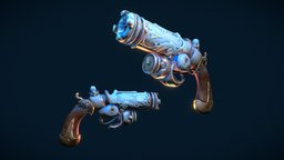 Stylized Frost Gun steampunk, gunship, ice, mechanical, snow, pistol, frozen, frost, frosty, newyear, freemodel, weapon, gameasset, free, stylized, gun, magic, gameready