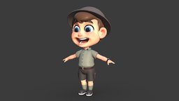 Explorer mascot for animation kid, mascot, explorer, tpose, cartoon, car, zbrush, animation