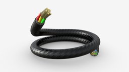 Cable cut 02 power, energy, electrical, electricity, industry, electronics, insulation, equipment, cut, wire, copper, cable, isolated, conductor, 3d, pbr, technology