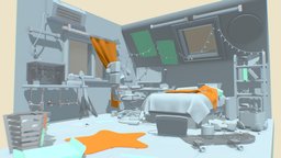 Next Gen bedroom, cartoonish, teen, colorful, messy, mess, childish, maya, crowded