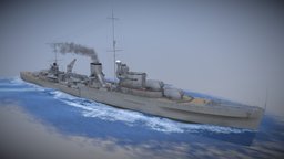 Leander ww2, cruiser, ships, british, wwii, warship, uk, britain, blender-3d, worldwar2, worldwarii, unitedkingdom, united-kingdom, pbrtexture, warships, great-britain, greatbritain, pbr-texturing, blender, pbr, blender3d, ship, war