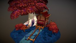 Little Carriage tree, handpaint, caravan, draeskai, cartoon, colours
