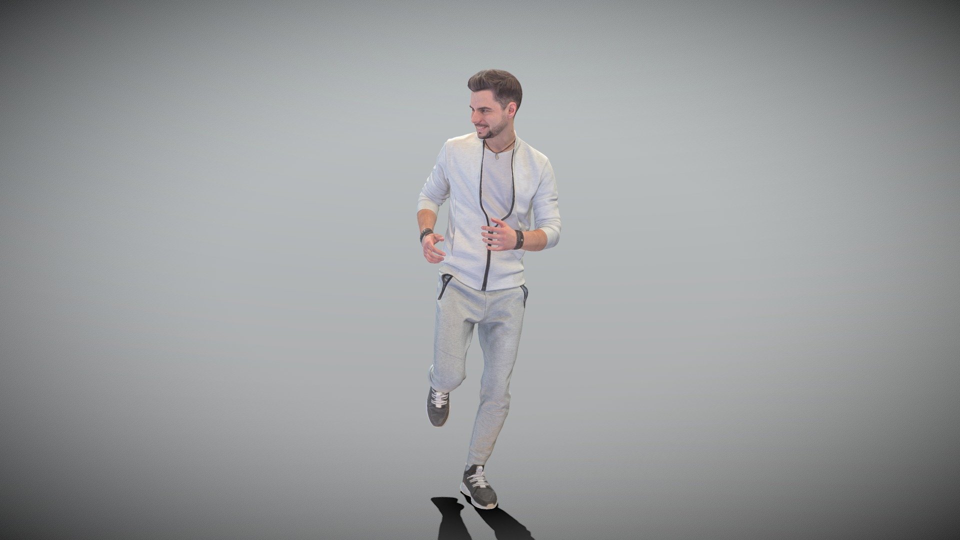This is a true human size and detailed model of a sporty handsome young man of Caucasian appearance dressed in a sportswear. The model is captured in a casual pose to be perfectly matching to various architectural and product visualizations as a background, mid-sized or close-up character on a sport ground, gym, jogging track, park, VR/AR content, etc.

Technical specifications:




digital double 3d scan model

150k &amp; 30k triangles | double triangulated

high-poly model (.ztl tool with 5 subdivisions) clean and retopologized automatically via ZRemesher

sufficiently clean

PBR textures 8K resolution: Diffuse, Normal, Specular maps

non-overlapping UV map

no extra plugins are required for this model

Download package includes a Cinema 4D project file with Redshift shader, OBJ, FBX, STL files, which are applicable for 3ds Max, Maya, Unreal Engine, Unity, Blender, etc. All the textures you will find in the “Tex” folder, included into the main archive.

3D EVERYTHING

Stand with Ukraine! - Handsome man running 407 - Buy Royalty Free 3D model by deep3dstudio 3d model