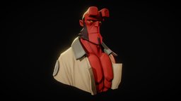 Hellboy b3d, hellboy, scultp, mikemignola, blender, lowpoly, bust, stylizedbustchallenge