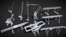 Cranes tower, area, work, heavy, transport, loader, equipment, shipping, cargo, machine, port, crane, luffing, harbor, undercarriage, construction, industrial, sea, elevating, terminals