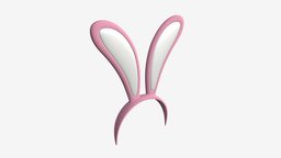 Headband bunny ears 04 hair, bunny, fashion, party, ears, head, costume, cosplay, headwear, headband, girl, 3d, pbr