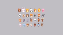 Pack008 Cartoon Animal Pack 1 body, monkey, unicorn, elephant, cow, bear, bunny, cat, cute, dog, sheep, pig, tiger, hippo, kid, toy, pet, rhino, mascot, panda, donkey, deer, doll, raccoon, fox, collection, bull, squirrel, zoo, zebra, safari, lion, sloth, koala, moose, character, cartoon, horse, animal, "noai"