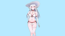 Pudgy Elf Lady in Bikini (OC) cute, elf, rig, moe, poseable, bikini, originalcharacter, animegirl, celshading, npr, anime-girl, rigged-character, substancepainter, blender, anime, rigged, lady