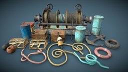 Shipwreck tire, assets, fishing, broken, shipwreck, anchor, nextgen, ocean, barrels, crates, debris, rope, props, water, beach, old, winch, sealife, wreckage, buoys, assets-game, pbr, low, ship, boat