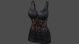 Female Front Zip Up Mini Black Leather Dress zip, mini, little, leather, front, , fashion, up, girls, with, dress, straps, womens, lace, wear, sheer, pbr, low, poly, female, black, clohtes