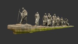 Gandhi Salt March figure, road, heritage, mohawk, delhi, statue, march, sculptgl, gandhi, salt, dandi, mohamed, mahatma, gandi, realitycapture, 3dscan, mobile, gyarah-murti