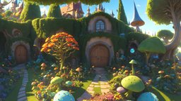 HDRI Ultimate Fantasy Panorama O trees, virtual, plant, sky, landscape, 360, vr, panorama, equirectangular, fairytale, hdri, skybox, virtual-reality, 360-panorama-image, cartoon, stylized, fantasy, gameready, createdwithai, skysphere