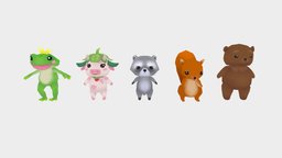 Little Lodgings Critters cow, bear, cute, animals, frog, raccoon, squirrel
