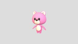 Character216 Pink Bear body, bear, cute, baby, teddy, avatar, kid, toy, mascot, doll, mammal, pink, character, art, design, stylized, monster, hand