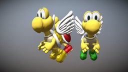 Super Mario: ParaKoopa shark, green, red, wings, supermario, koopashell, 3d, 3dsmax, gold