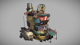 Bar bar, rusty, fantastic, catoon, post-apocalypse, architecture, 3d-coat, photoshop, blender, house