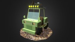 Cartoon Jeep buggy, wagon, jeep, cartoony, cartoonish, machinegun, combat, game-ready, artilery, comiccon, military-vehicle, character, handpainted, texturing, cartoon, asset, vehicle, cool, lowpoly, military, war