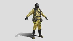 HAZMAT NBC Suit Rigged gas, nuclear, soldier, army, chemical, toxic, chemistry, mask, chernobyl, radiation, hazmat, biological, rescue, hazard, nbc, pandemic, character, military, coronavirus, covid19