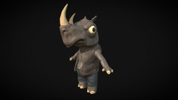 Stylized silly rhino topology, toy, rhino, mammal, cartoonish, charactermodel, stylizedcharacter, character, cartoon, animal, stylized