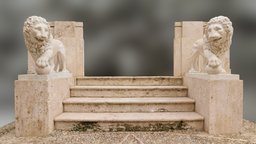 The Lions Courtyard garden, photogrametry, statue, courtyard, valencia, lions, pavement, contextcapture, photogrammetry, stair, stone, sculpture
