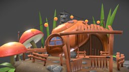 Snail shell house snail, mushrooms, lowpoly, house, stylized, snailshell