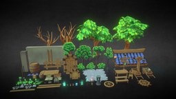 Low poly Game ready Medieval asset pack toon, cute, garden, prop, medieval, furniture, outdoor, foliage, farm, gameenvironment, environment-assets, stylized-environment, game, gameasset, stylized, fantasy, simple, environment