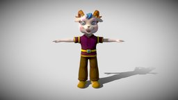 Cartoon sheep with a material binding 3D model goat, sheep, small, beauty, child, tiny, lamb, hoof, cattle, shearing, fleece, character, cartoon, pleasant