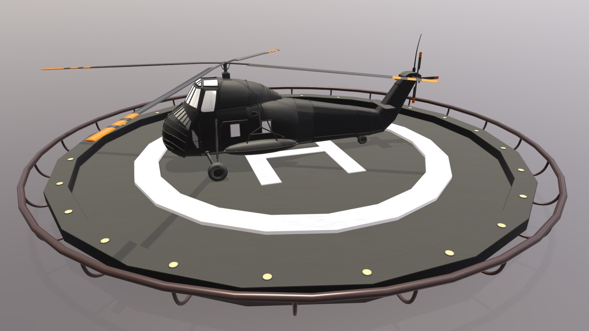 It is a military navy 3D helicopter model.

Created with Autodesk Maya 2018. Textured in Photoshop. With UvS. The unit of measurement used for the model is centimeters. Textures included. It is rendered and iluminated in Arnold. Formats included: .mb / FBX / OBJ and .zip contains all the textures.

This model can be used for any game, film, animation, any personal project&hellip;

I hope you like it, if you have any doubt or any question about it contact me without any problem! I will help you as soon as possible, if you like it I will aprecciate if you could give your personal review! Thanks! - black helicopter - Buy Royalty Free 3D model by Ainaritxu14 3d model