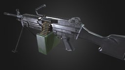 M249 AAA Game Ready PBR Low-poly 3D model rifle, assault, army, heavy, lmg, bullet, machinegun, automatic, machine, auto, assult, warmachine, minimi, cod, m249, unrealengine, m249-machinegun, pubg, heavygun, aaa-game-model, assult-rifle, weapon, unity, weapons, military, gun, guns, m250, m429, noai