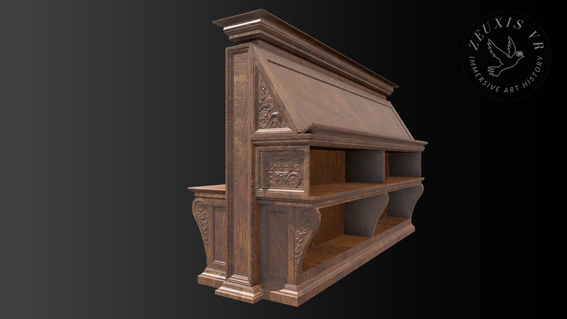 Michelangelo not only designed the Laurentian Reading Room, but also its furnishings (see Corpus 558, Casa Buonarroti) The books that comprised the Medici collection were originally housed in the cubbies under the desks. Until the 19th century, each book was chained to its location and organized by subject. 

This model has been reconstructed by Victoria Valdes at The University of Virgina from photogrammetric scans taken by ZeuxisVR in summer 2021.

 - Michelangelo, Desk from Laurentian Library - 3D model by ZeuxisVR 3d model